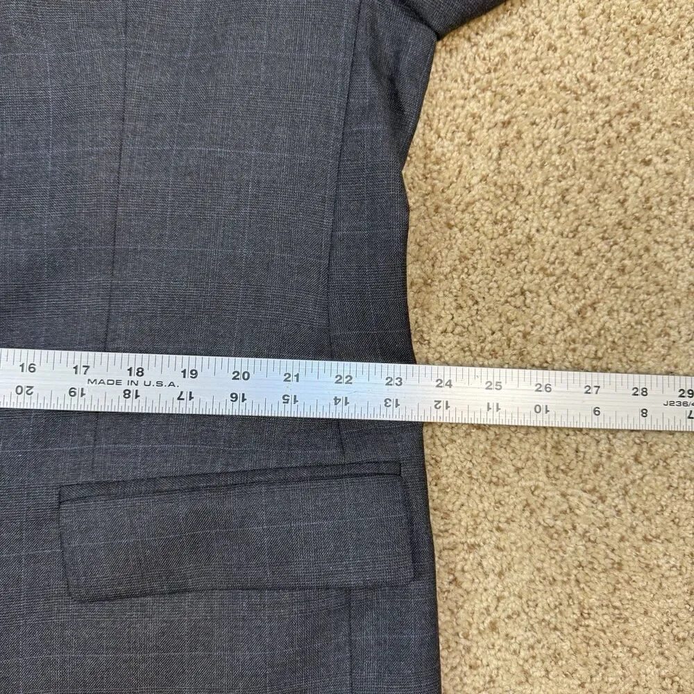 Vtg Chaps Ralph Lauren 46L Mens Wool Sport Coat Grey Blue Plaid Blazer Canada - Picture 13 of 16